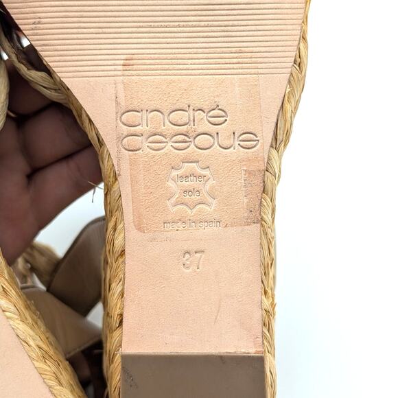 Andre Assous Milena Wedge Sandal Open Toe Women's Natural Size US6.5 EU37 - Picture 8 of 12